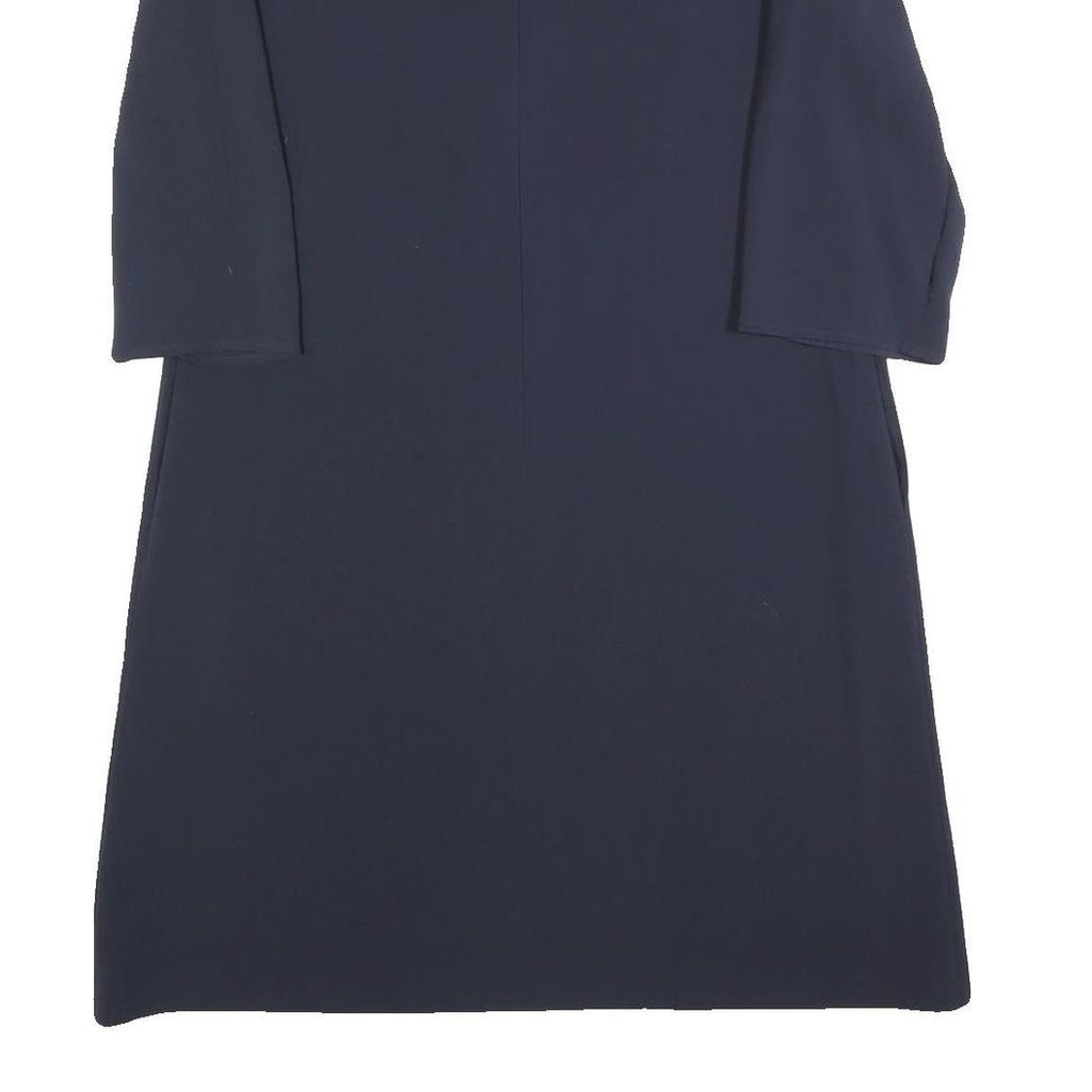 HUGO BOSS Womens Navy Blue Shift Dress Polyester Blend Knee Length 3/4 Sleeve UK