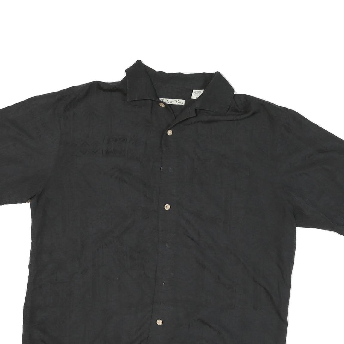 BATIK BAY Mens Black Polyester Blend Shirt L Short Sleeve Button Casual