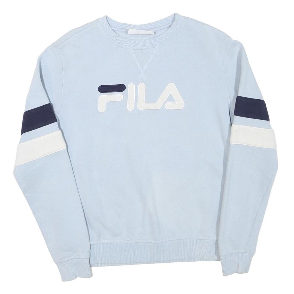 FILA Mens Light Blue & Navy Blue & White Sweatshirt Crew Neck S Fila Logo