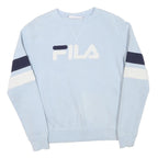 FILA Mens Light Blue & Navy Blue & White Sweatshirt Crew Neck S Fila Logo