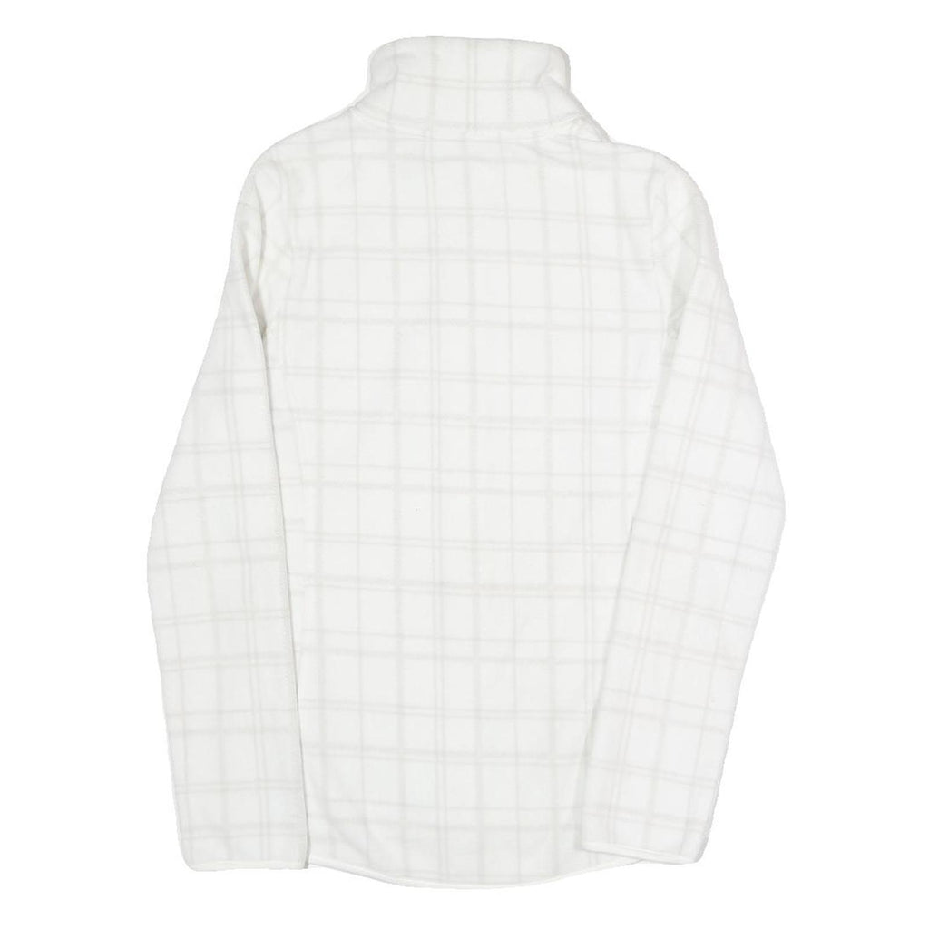 Womens White Check Polyester Blend Jacket XS Zip Front Casual Lightweight