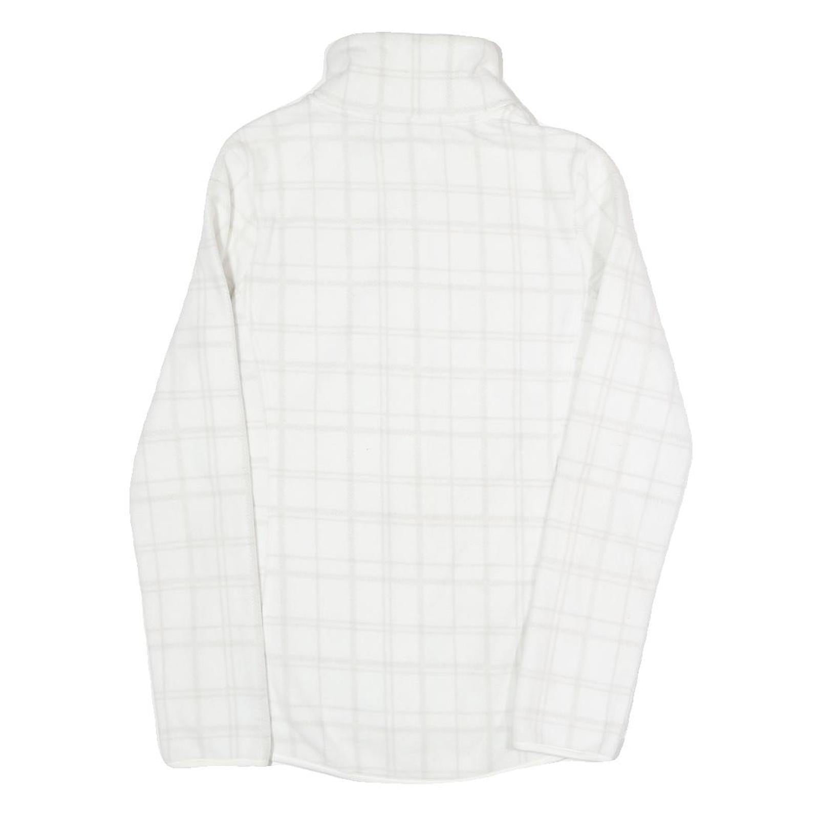 Womens White Check Polyester Blend Jacket XS Zip Front Casual Lightweight