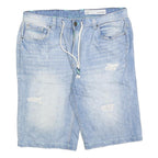 DIVERSE DENIM Mens Light Blue Denim Casual Shorts L W34 Drawstring