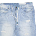 DIVERSE DENIM Mens Light Blue Denim Casual Shorts L W34 Drawstring