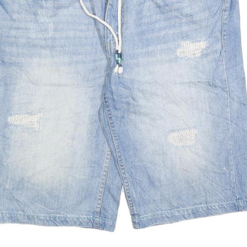 DIVERSE DENIM Mens Light Blue Denim Casual Shorts L W34 Drawstring