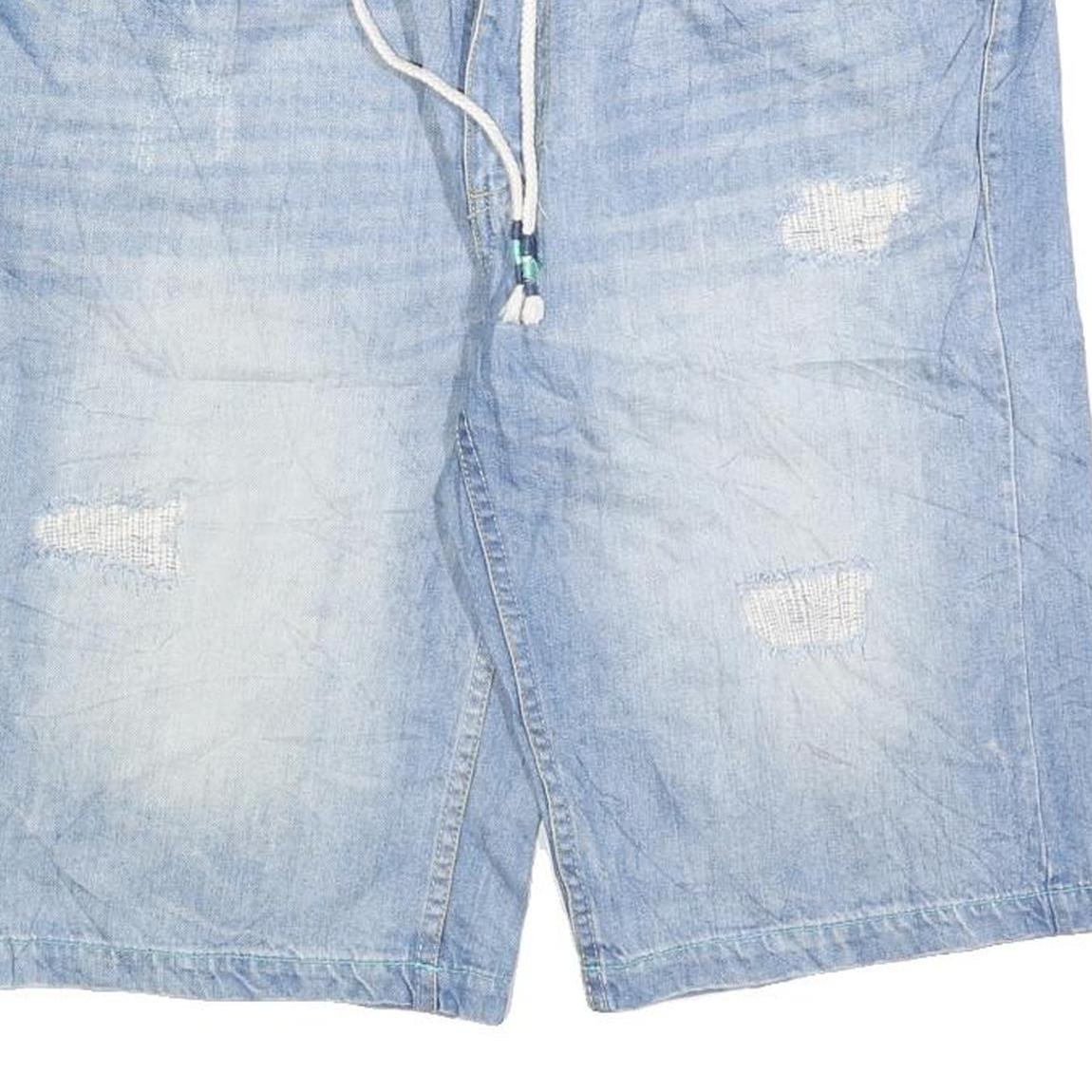 DIVERSE DENIM Mens Light Blue Denim Casual Shorts L W34 Drawstring