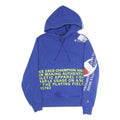 CHAMPION Mens Blue Cotton Blend Pullover Hoodie S Graphic Print Drawstring