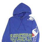CHAMPION Mens Blue Cotton Blend Pullover Hoodie S Graphic Print Drawstring