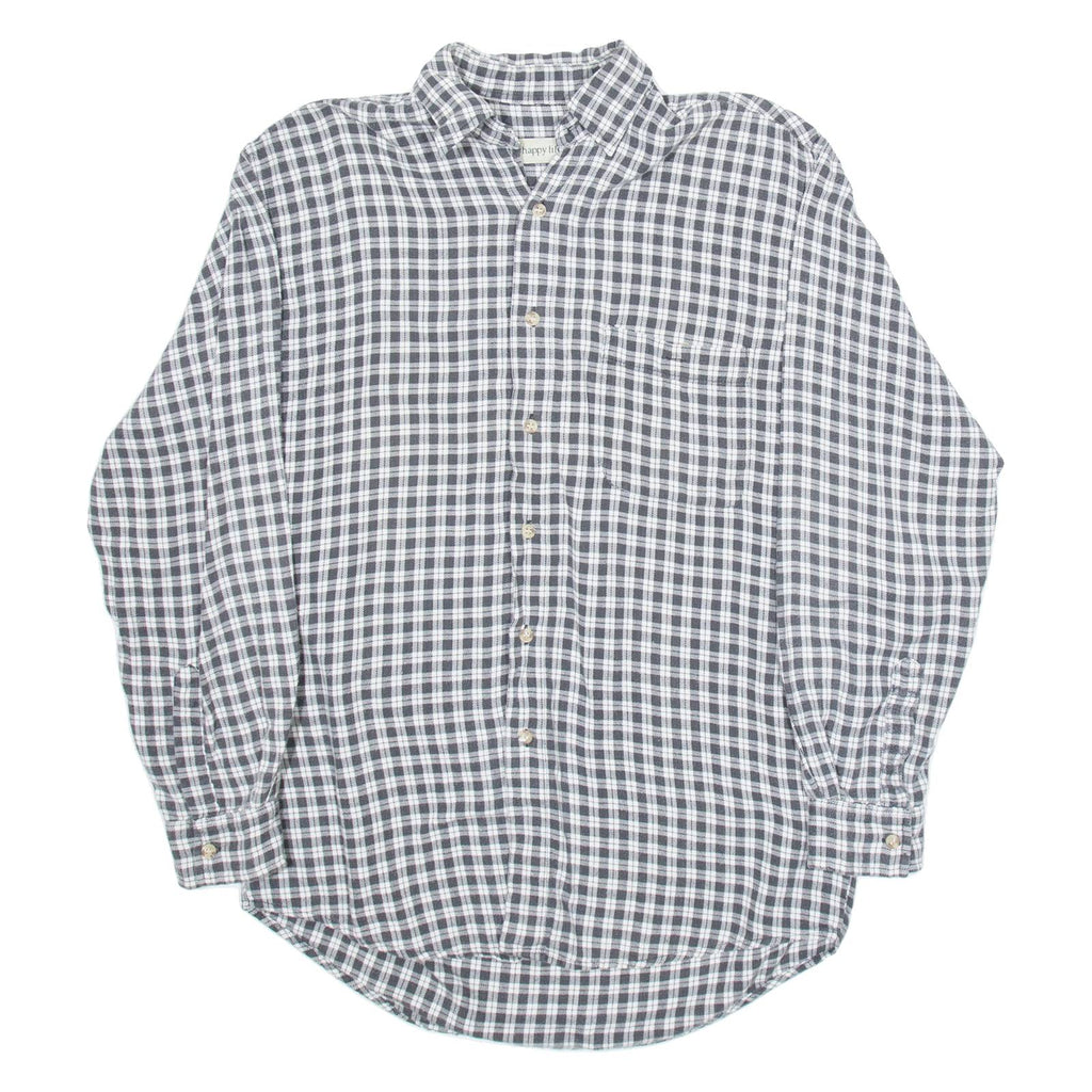 HAPPY LIFE Mens Shirt Black Check Long Sleeve S