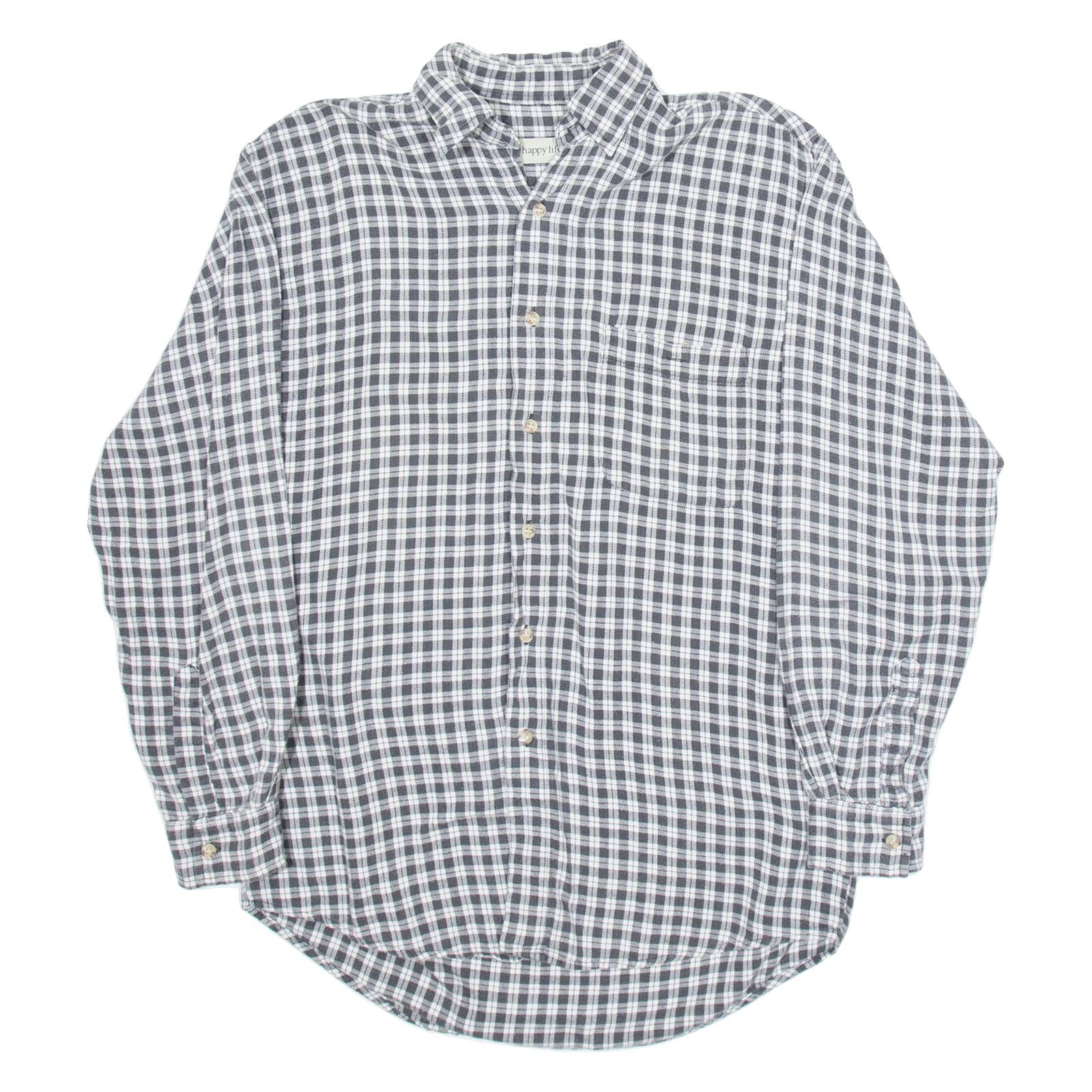 HAPPY LIFE Mens Shirt Black Check Long Sleeve S