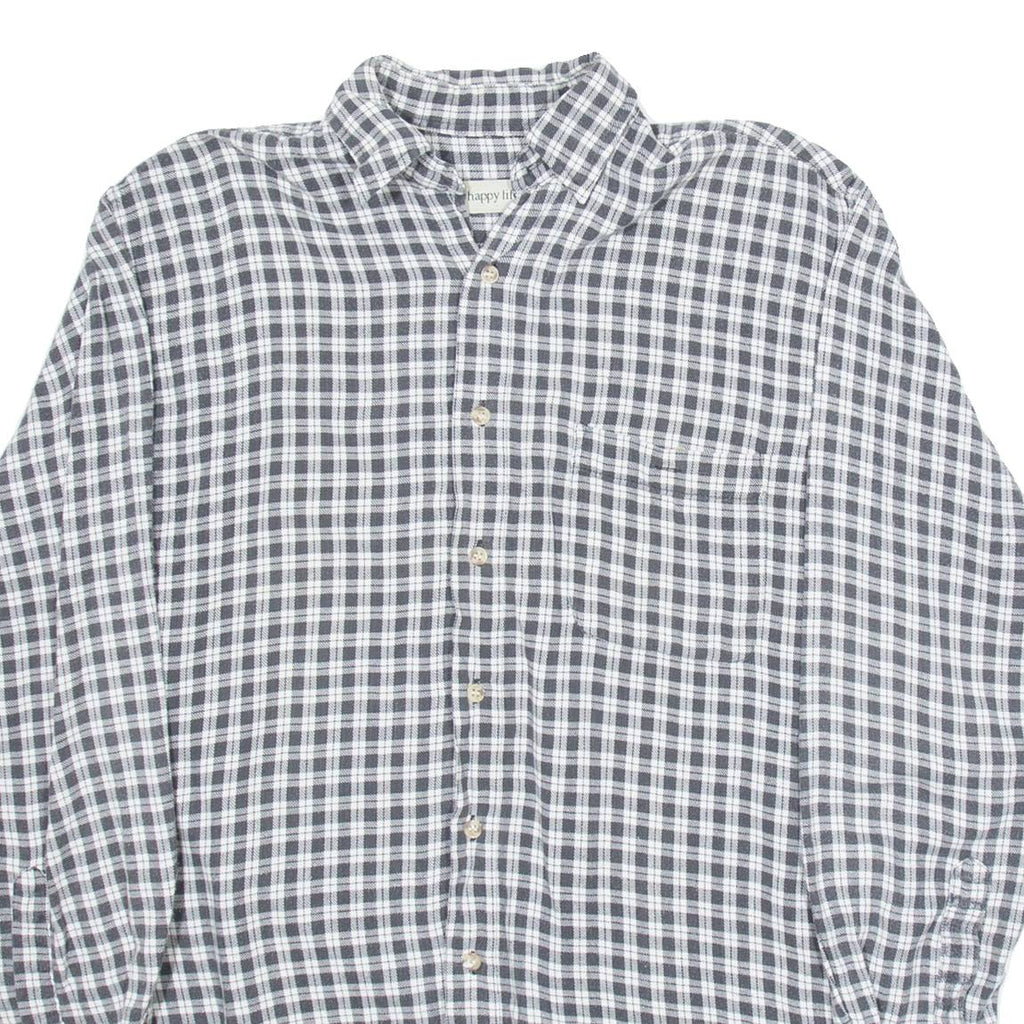 HAPPY LIFE Mens Shirt Black Check Long Sleeve S