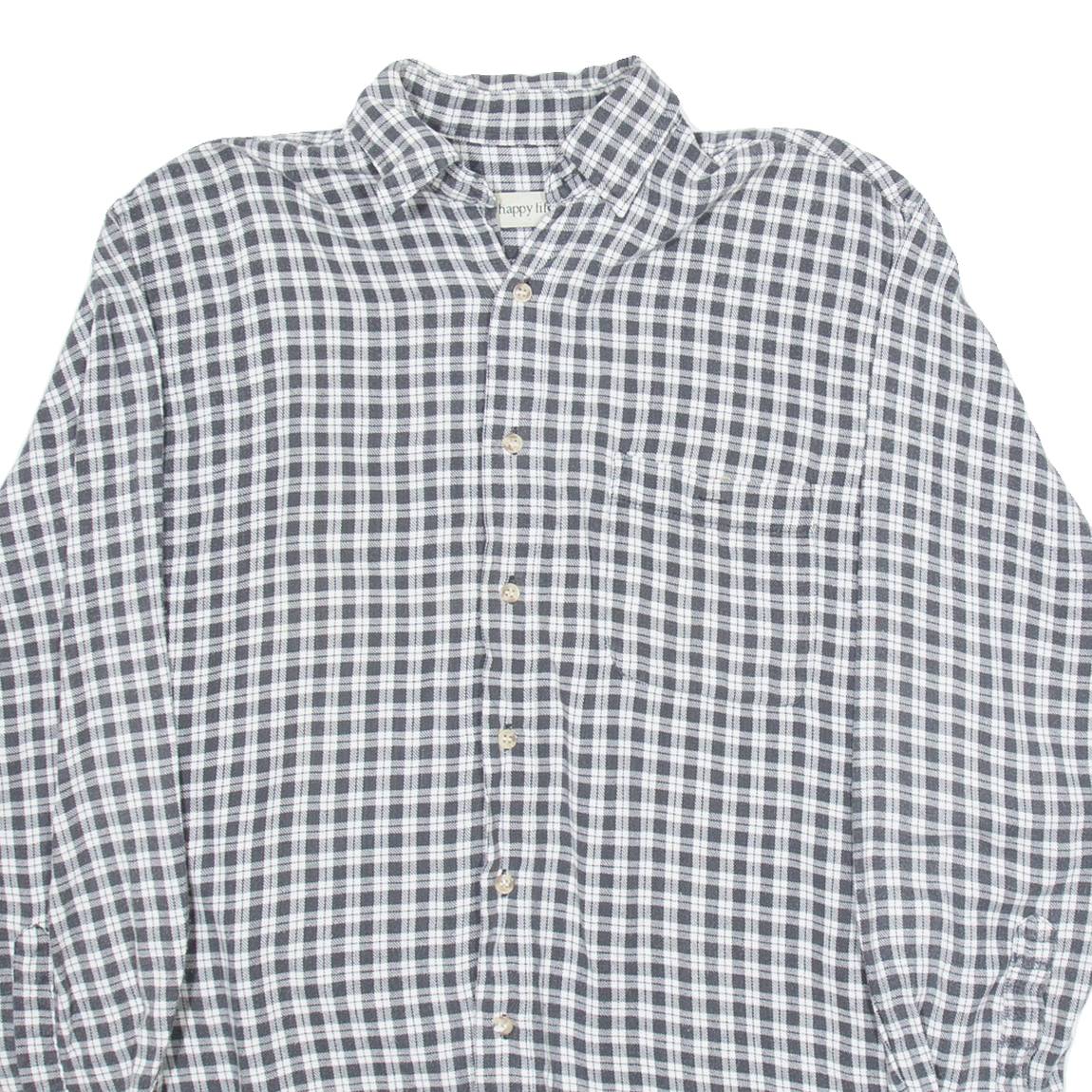 HAPPY LIFE Mens Shirt Black Check Long Sleeve S