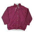 Womens Burgundy Nylon Reversible Button Jacket M Plain Lightweight Comfortable