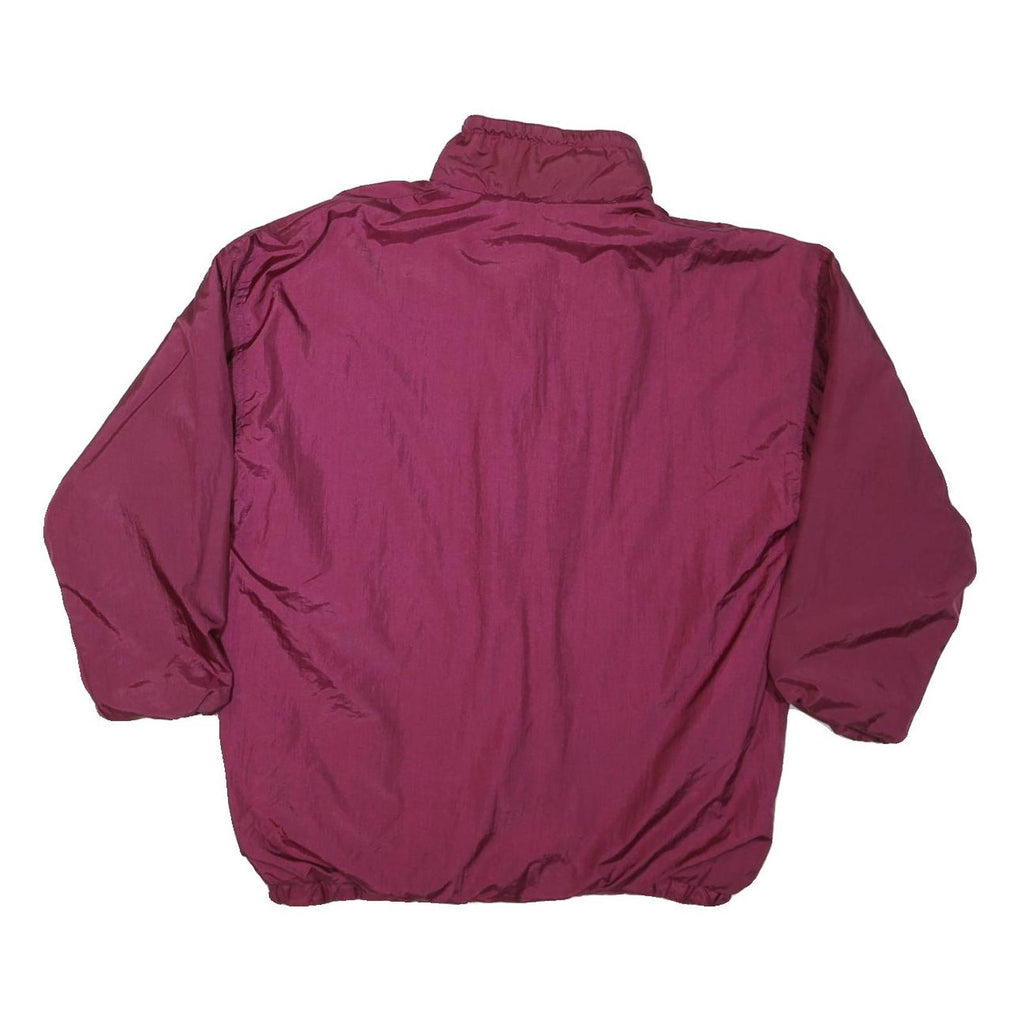 Womens Burgundy Nylon Reversible Button Jacket M Plain Lightweight Comfortable