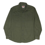 WRANGLER Mens Green Cotton Blend Shirt L Long Sleeve Utility Casual