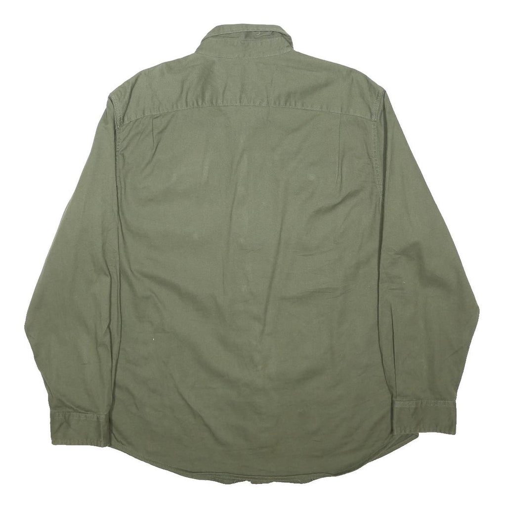 WRANGLER Mens Green Cotton Blend Shirt L Long Sleeve Utility Casual