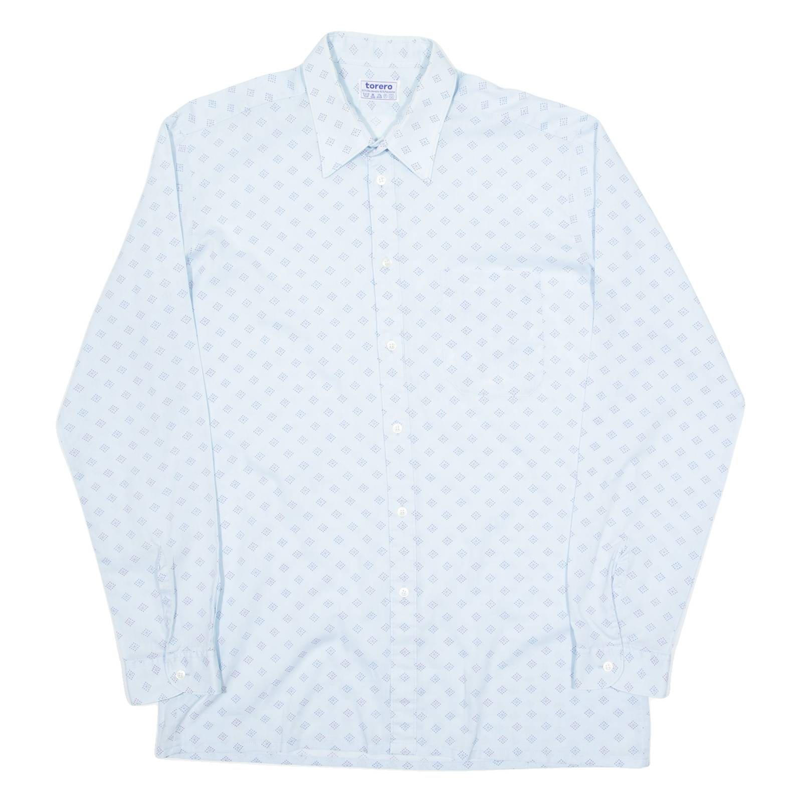 TORERO Mens Shirt Blue 90s Spotted Long Sleeve M
