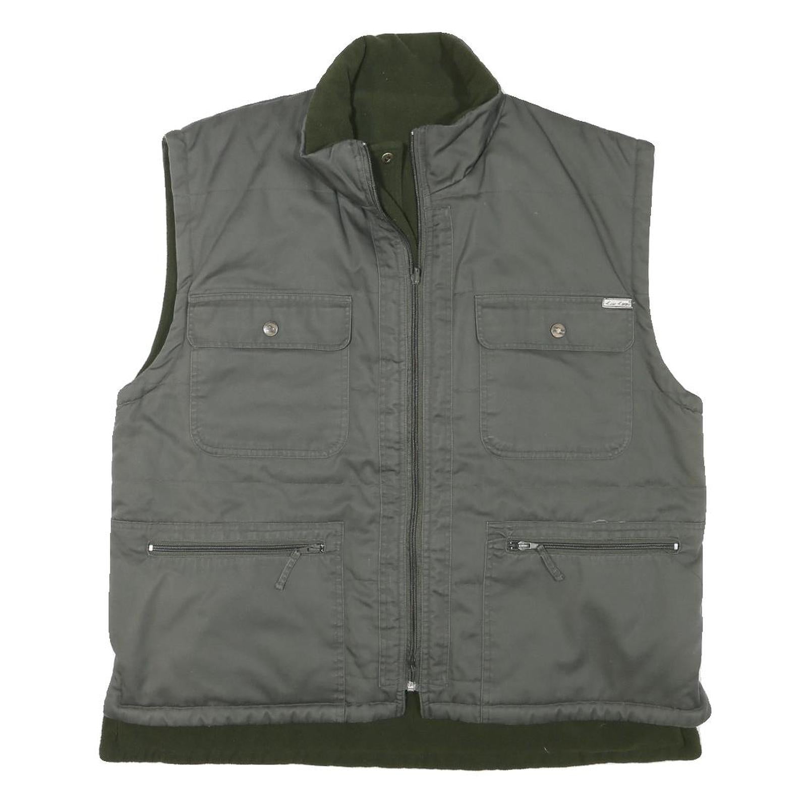 ESSE EMME Mens Grey & Dark Green Zip Jacket L Polyester Blend Pockets Casual