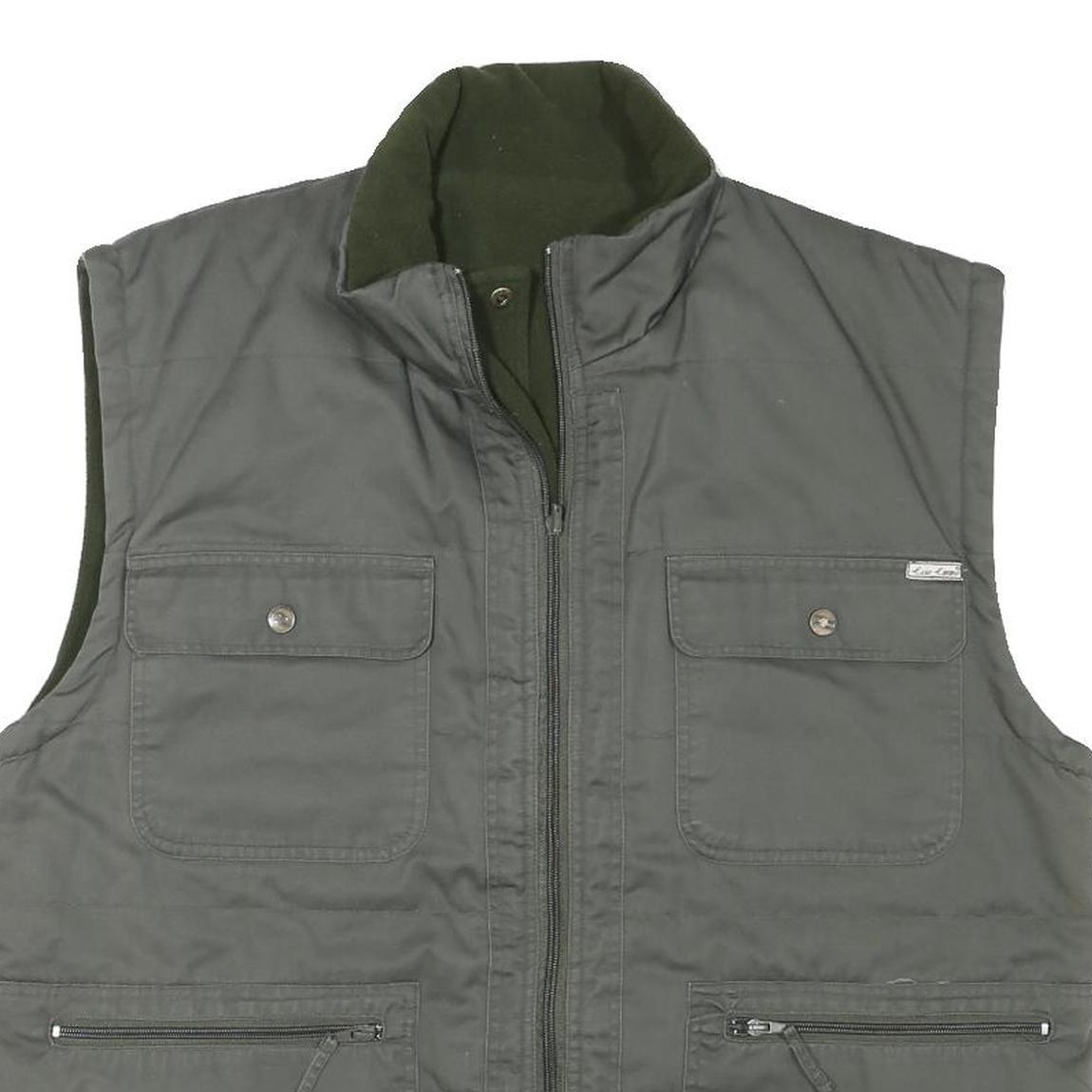 ESSE EMME Mens Grey & Dark Green Zip Jacket L Polyester Blend Pockets Casual