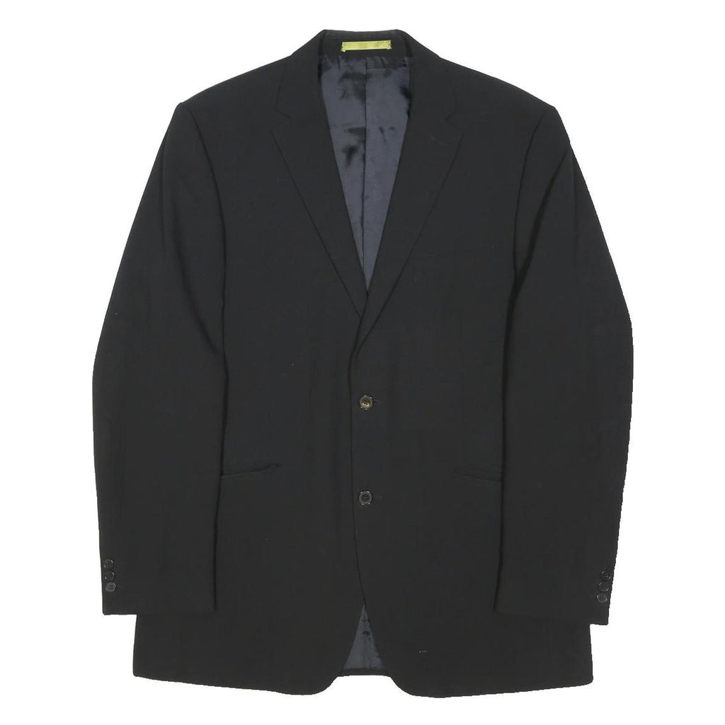 BURTON Mens Black Wool Button Tailored Jacket L Blazer Classic Formal Wear