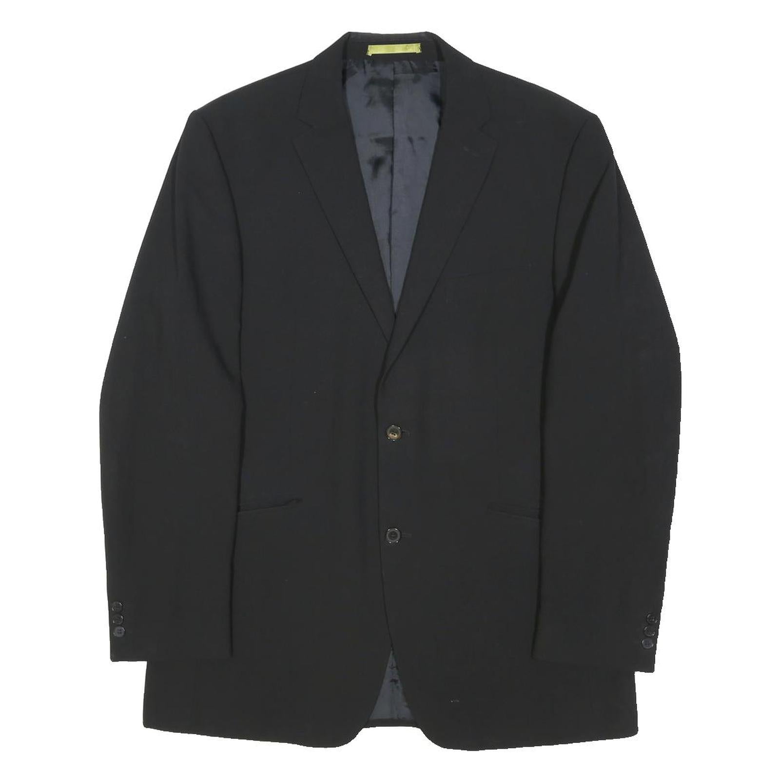BURTON Mens Black Wool Button Tailored Jacket L Blazer Classic Formal Wear