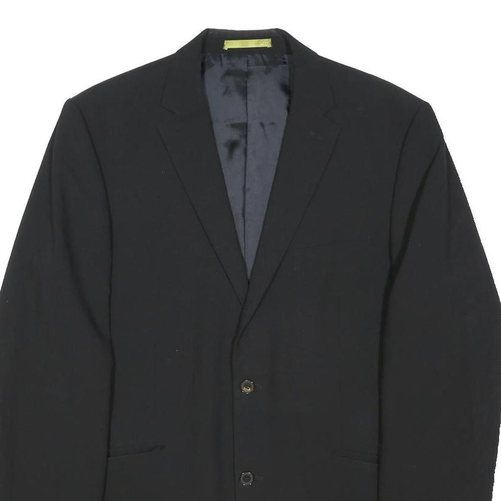 BURTON Mens Black Wool Button Tailored Jacket L Blazer Classic Formal Wear