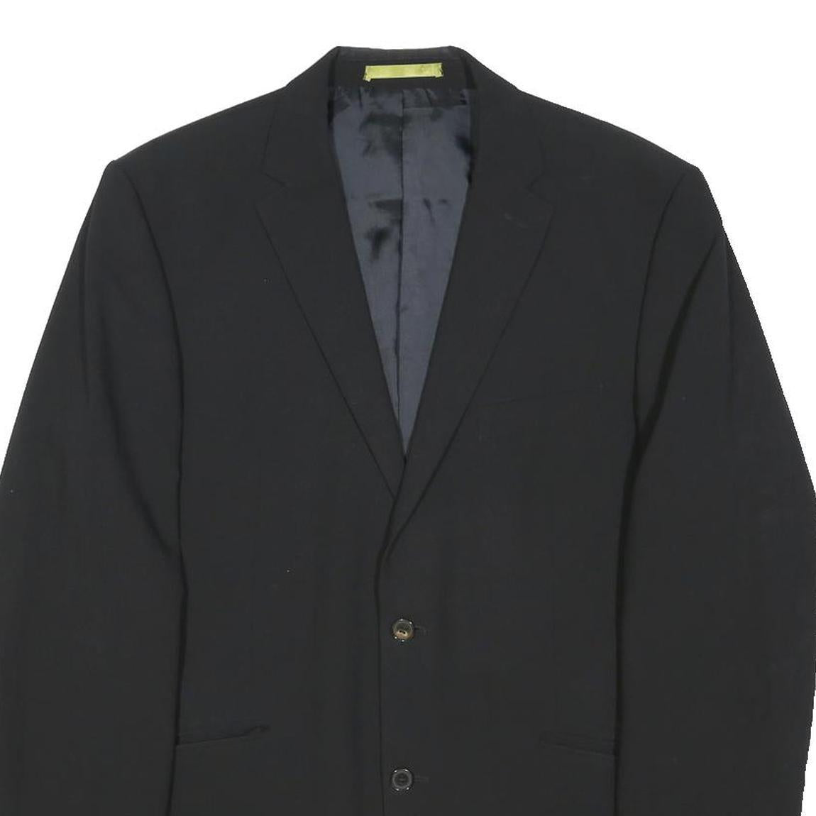 BURTON Mens Black Wool Button Tailored Jacket L Blazer Classic Formal Wear