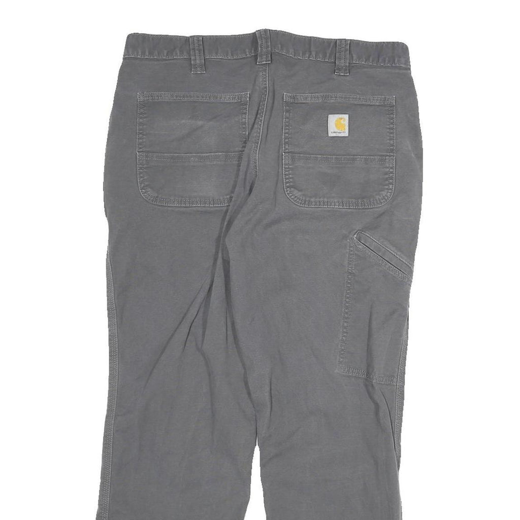 CARHARTT Mens Relaxed Cotton Blend Grey Trousers W34 L30 Workwear Zip Closure