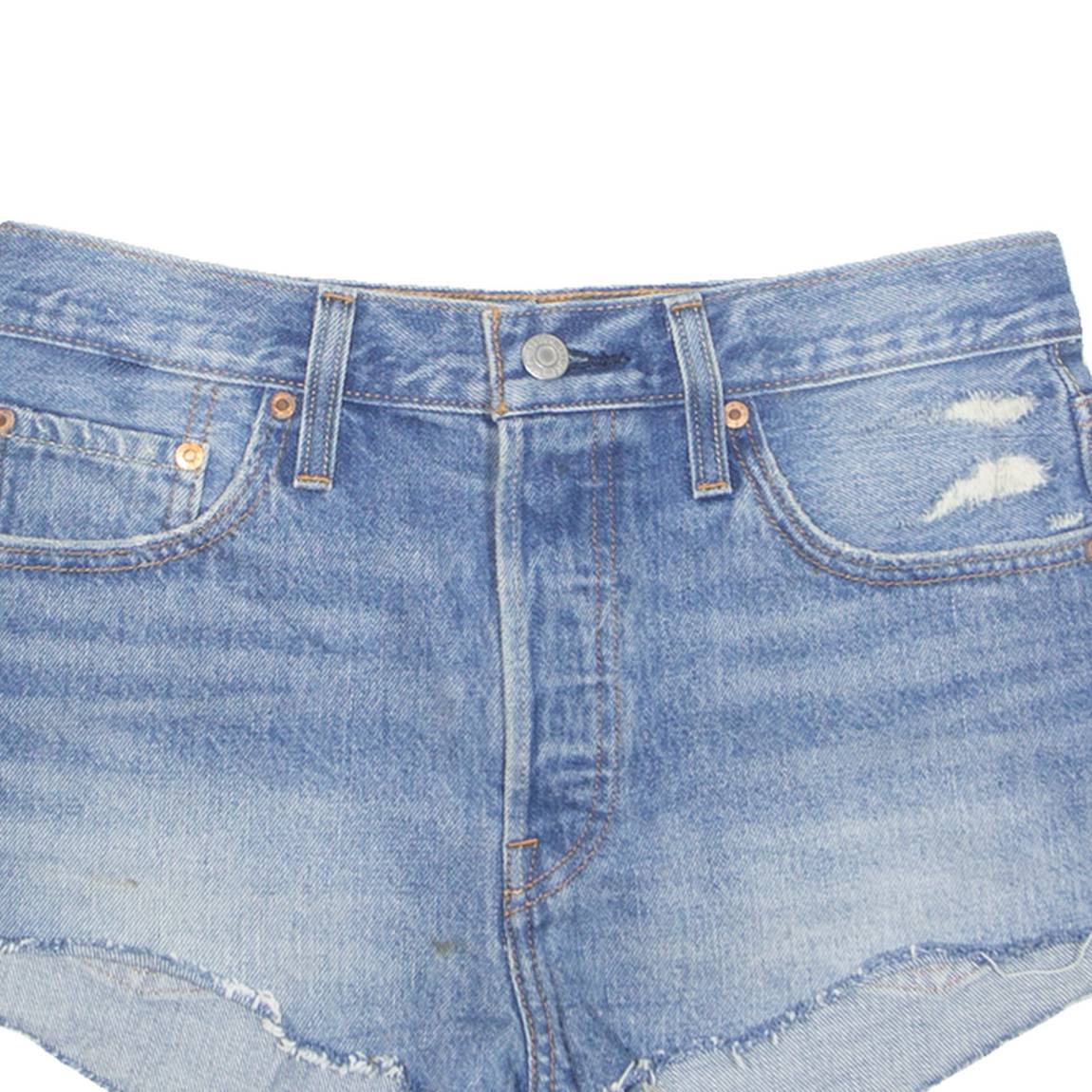 LEVI'S Cut Off Premium E 501 Womens Denim Shorts Blue S W28