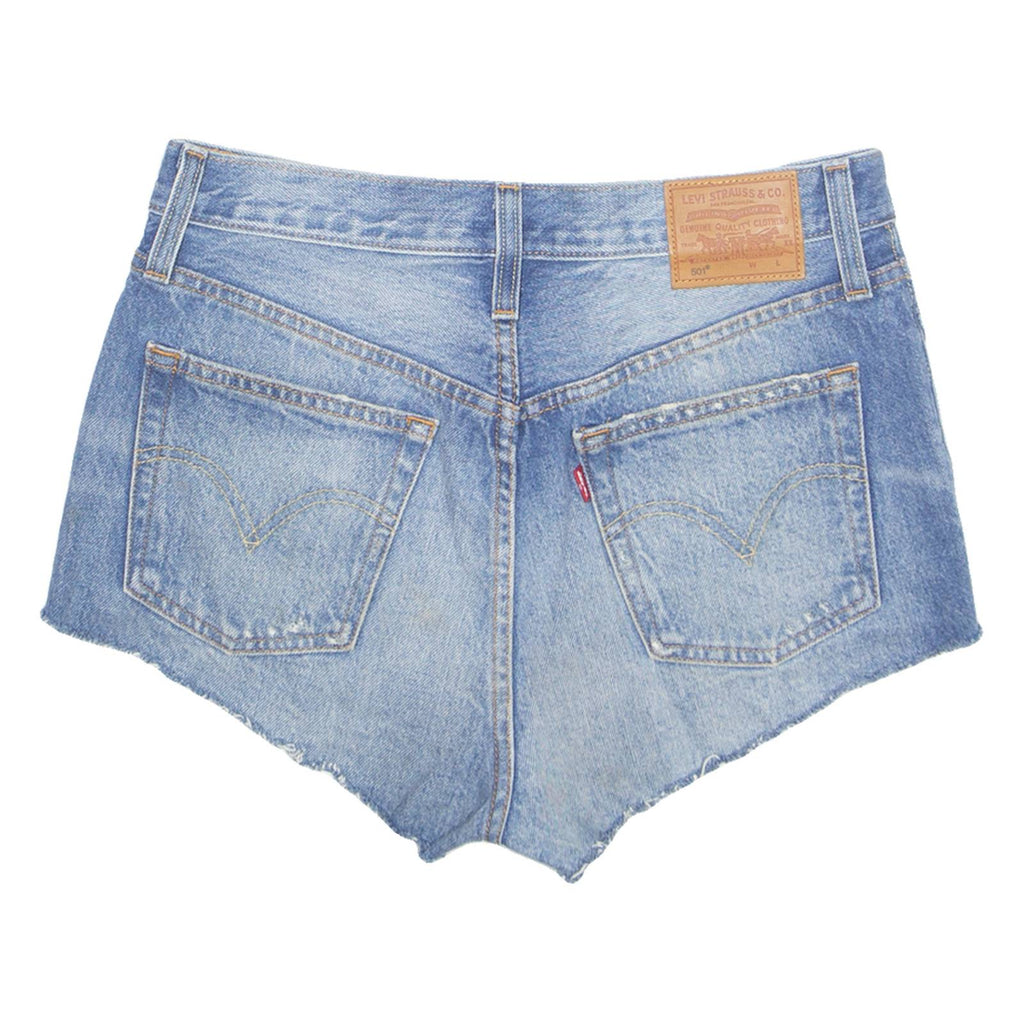 LEVI'S Cut Off Premium E 501 Womens Denim Shorts Blue S W28