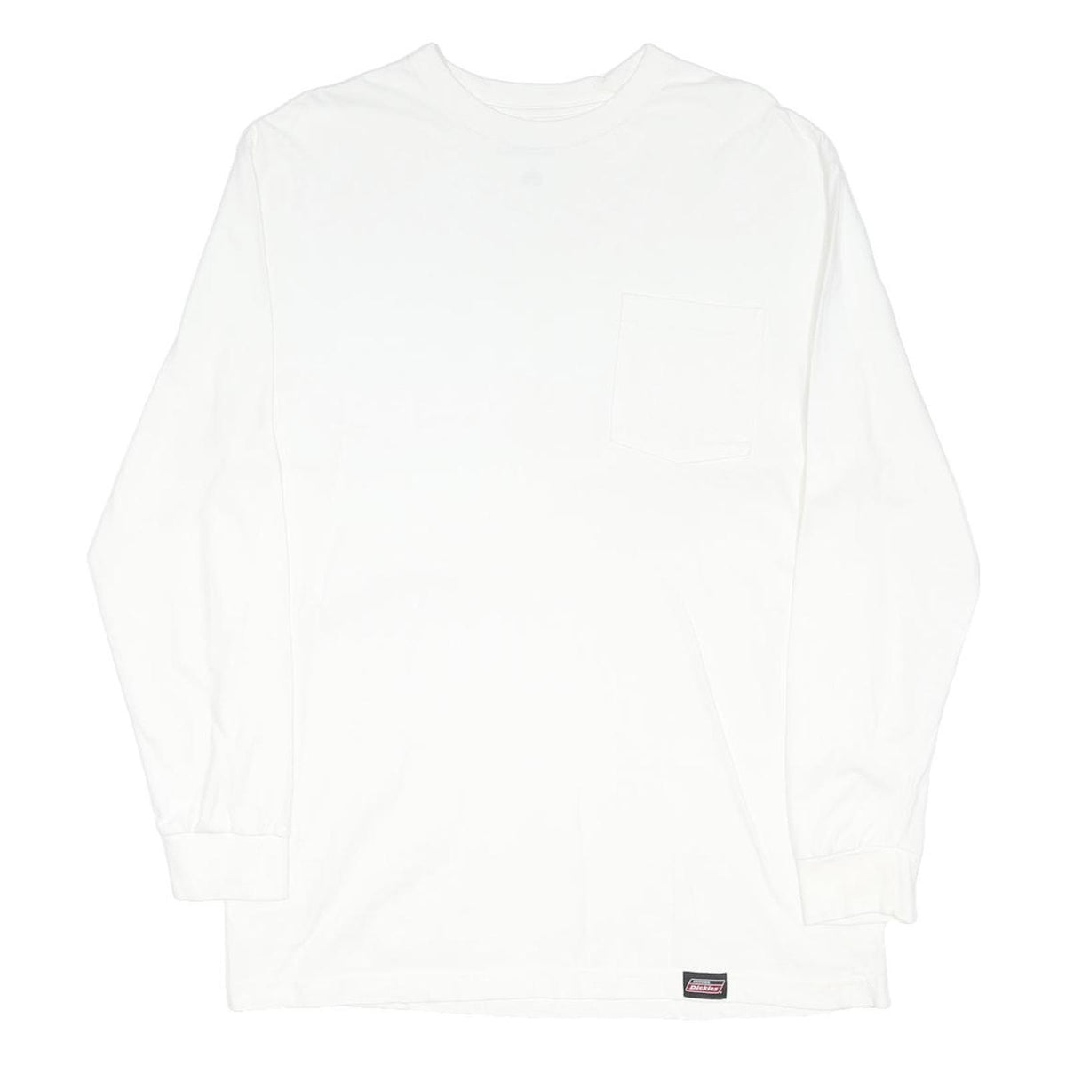 DICKIES Mens White Long Sleeve Crew Neck Cotton Blend T-Shirt XL Pocket