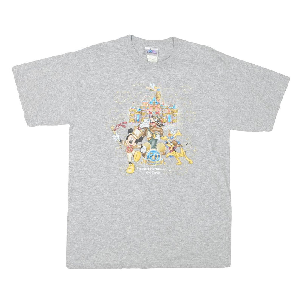 DISNEY Mens Grey Cotton Blend Graphic T-Shirt M Short Sleeve Crew Neck