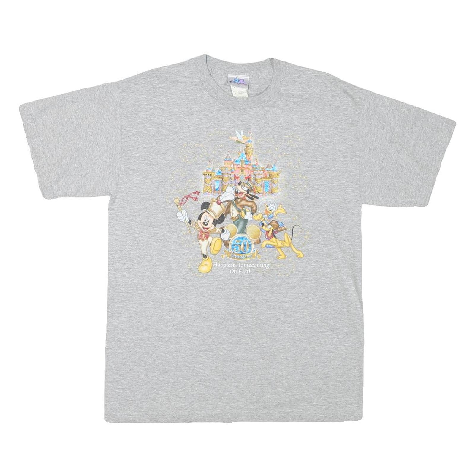 DISNEY Mens Grey Cotton Blend Graphic T-Shirt M Short Sleeve Crew Neck