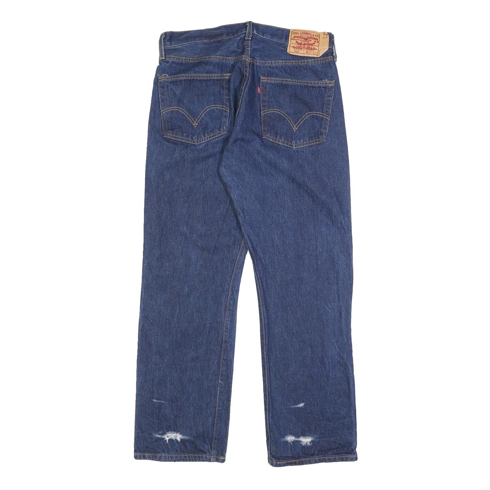 LEVI'S 501 Mens Jeans Blue Regular Straight Denim Medium W33 L30 Classic Button