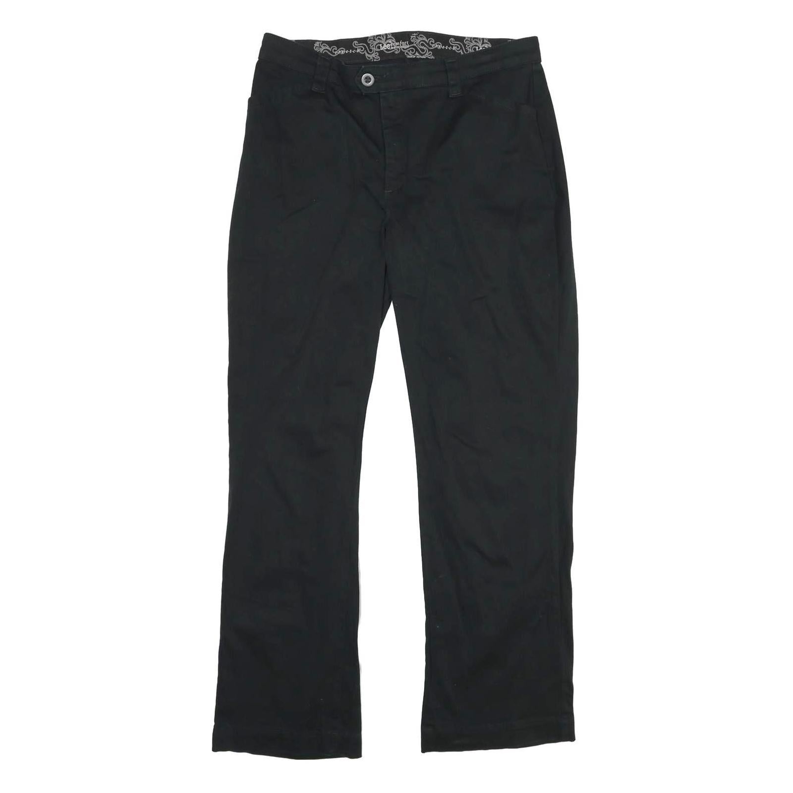LEE Womens Cotton Blend Black Regular Fit Straight Leg Trousers W34 L30
