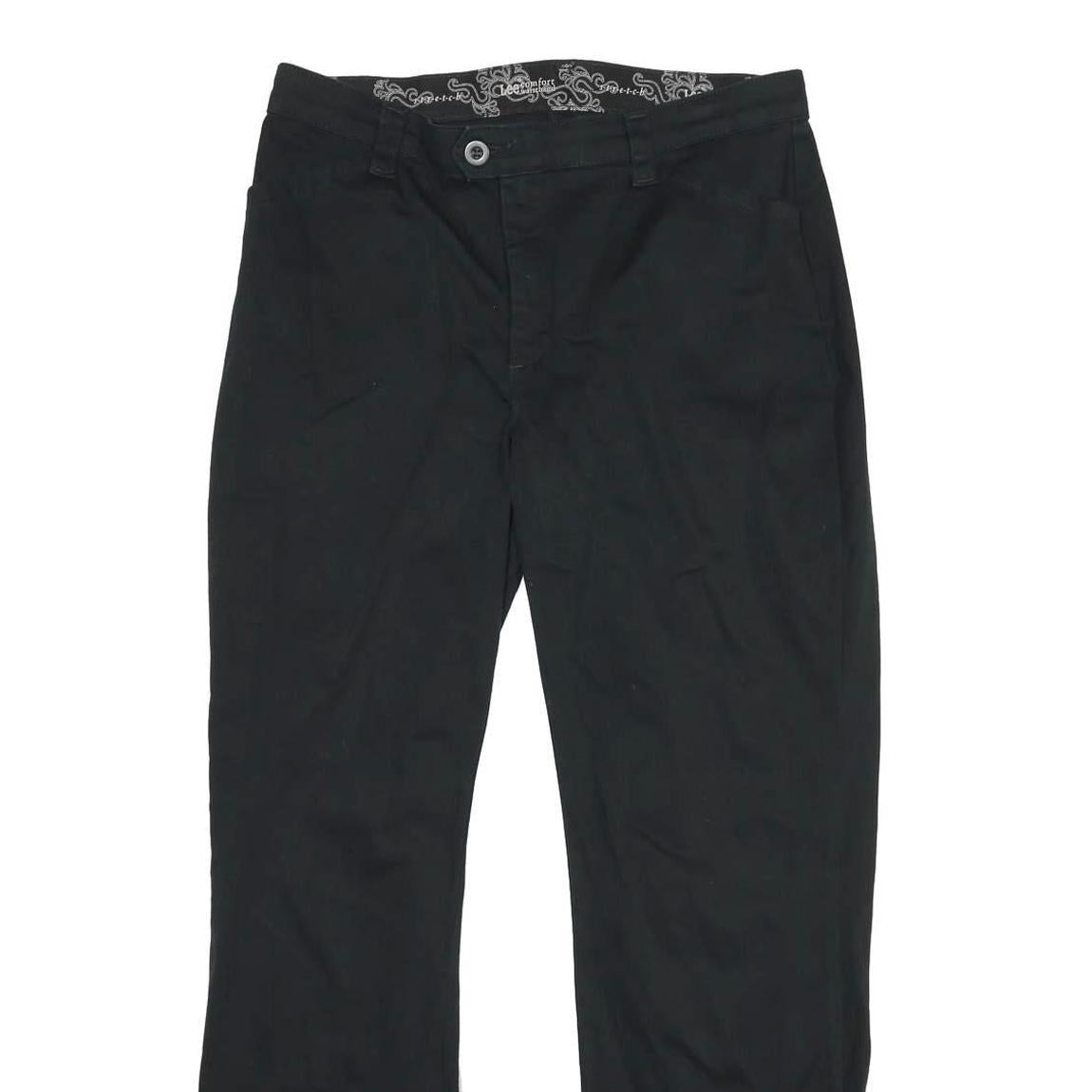 LEE Womens Cotton Blend Black Regular Fit Straight Leg Trousers W34 L30