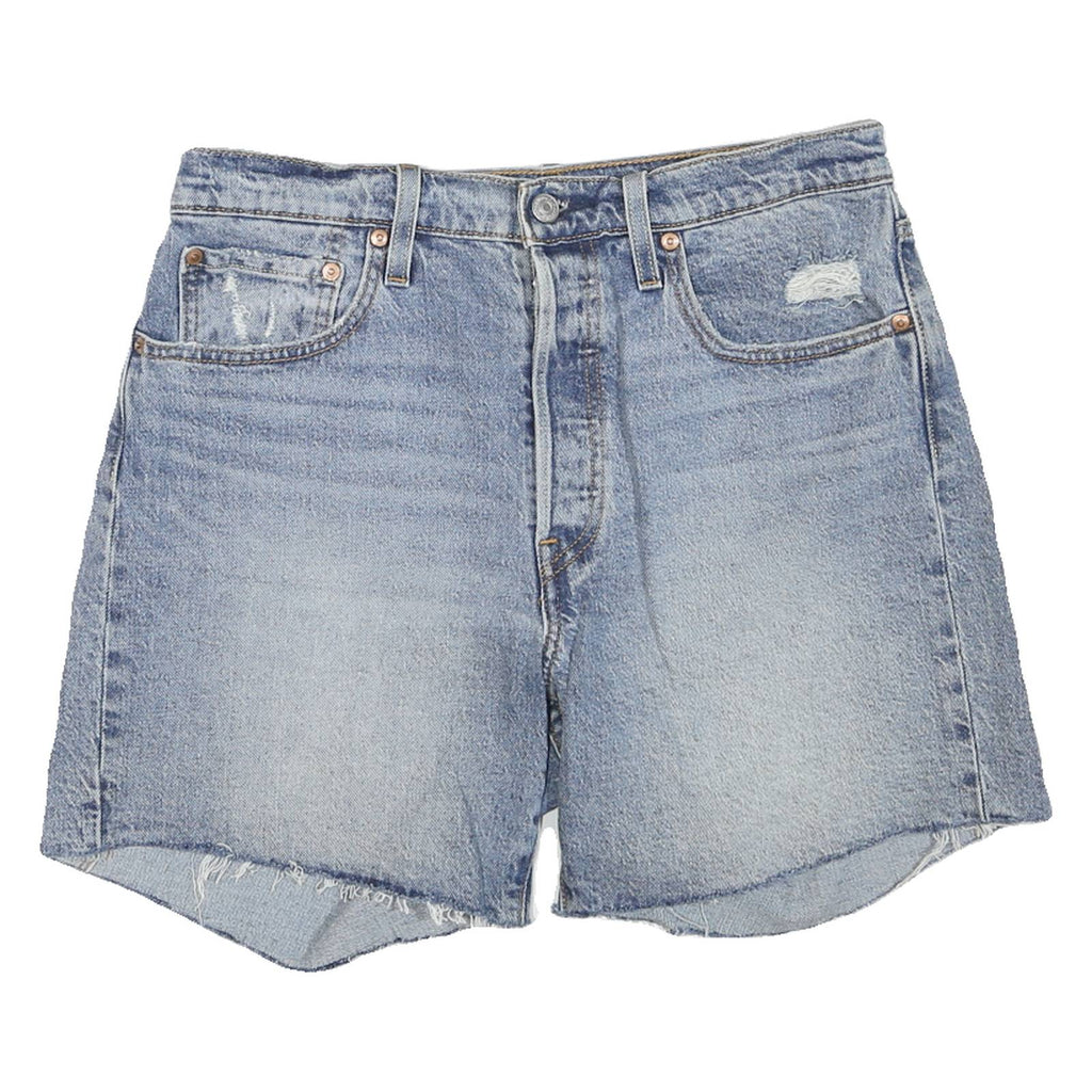 LEVI'S Womens Denim Blue Distressed Casual Shorts M W32 Classic Fit Cut-Off