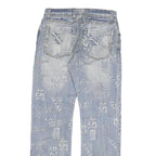 J&J Mens Jeans Light Blue Regular Fit Straight Denim W30 L31 Button Cotton Blend