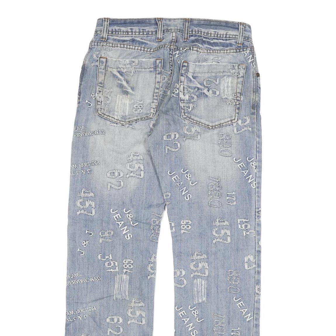 J&J Mens Jeans Light Blue Regular Fit Straight Denim W30 L31 Button Cotton Blend