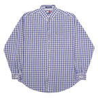 TOMMY HILFIGER Mens Blue & White Check Shirt M Classic Cotton Button-Down Long
