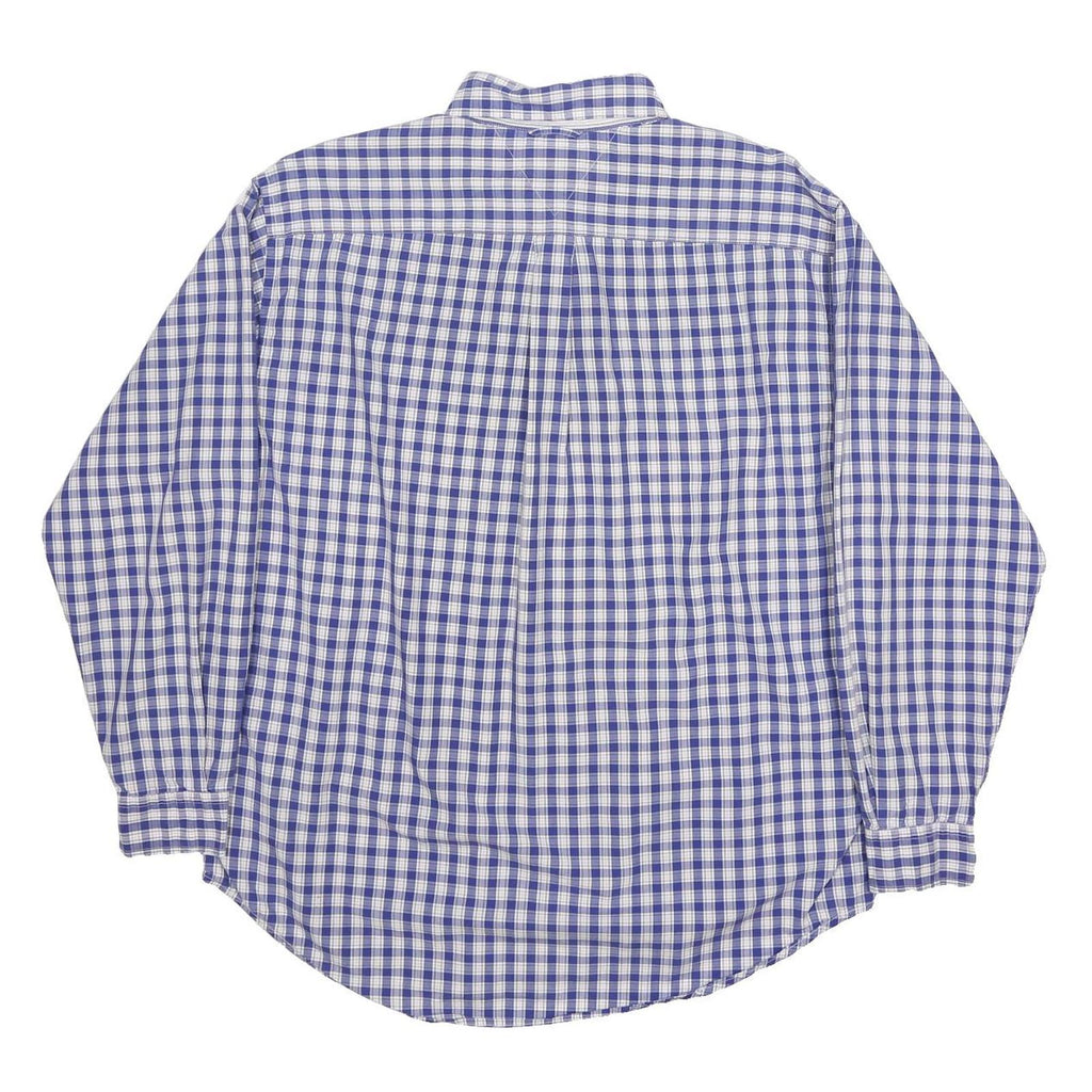 TOMMY HILFIGER Mens Blue & White Check Shirt M Classic Cotton Button-Down Long