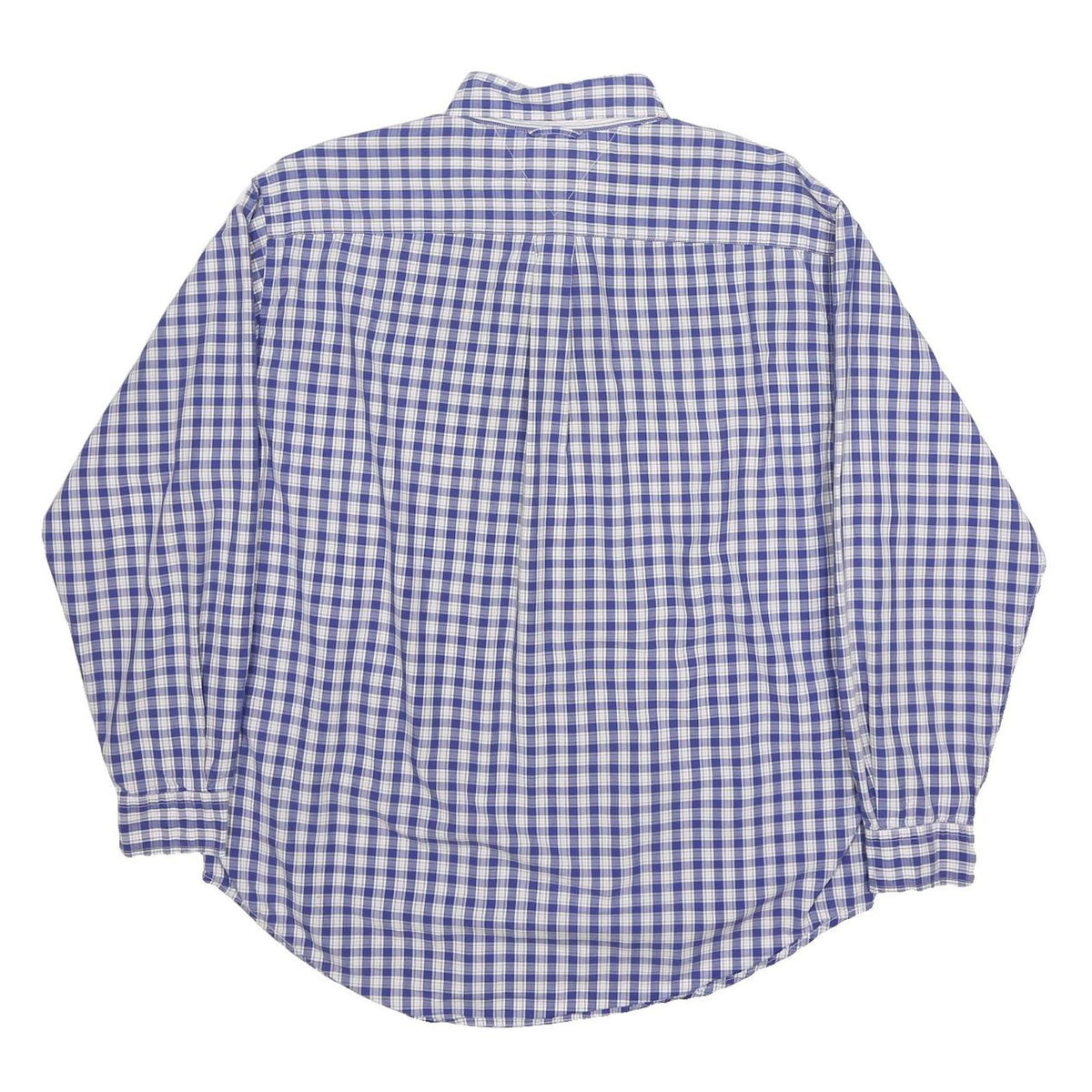 TOMMY HILFIGER Mens Blue & White Check Shirt M Classic Cotton Button-Down Long