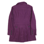 TOMMY HILFIGER Womens Purple Wool Blend Coat S Button Casual Elegant