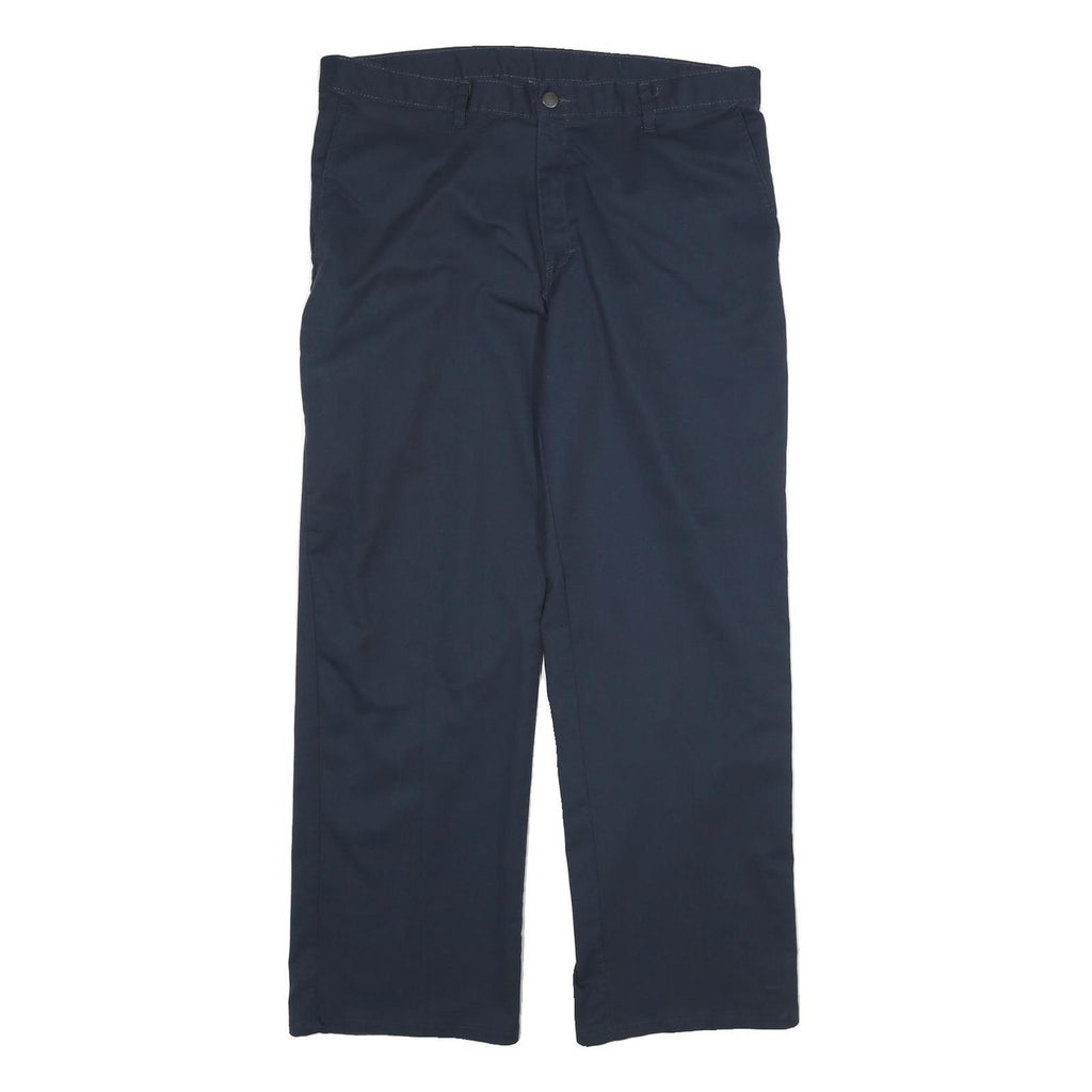 DICKIES Mens Cotton Navy Regular Straight Trousers W36 L30 Workwear Zip Closure
