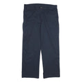 DICKIES Mens Cotton Navy Regular Straight Trousers W36 L30 Workwear Zip Closure