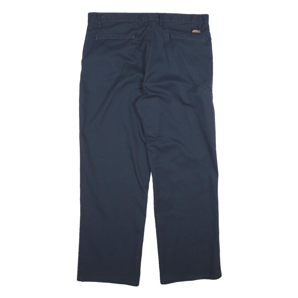 DICKIES Mens Cotton Navy Regular Straight Trousers W36 L30 Workwear Zip Closure