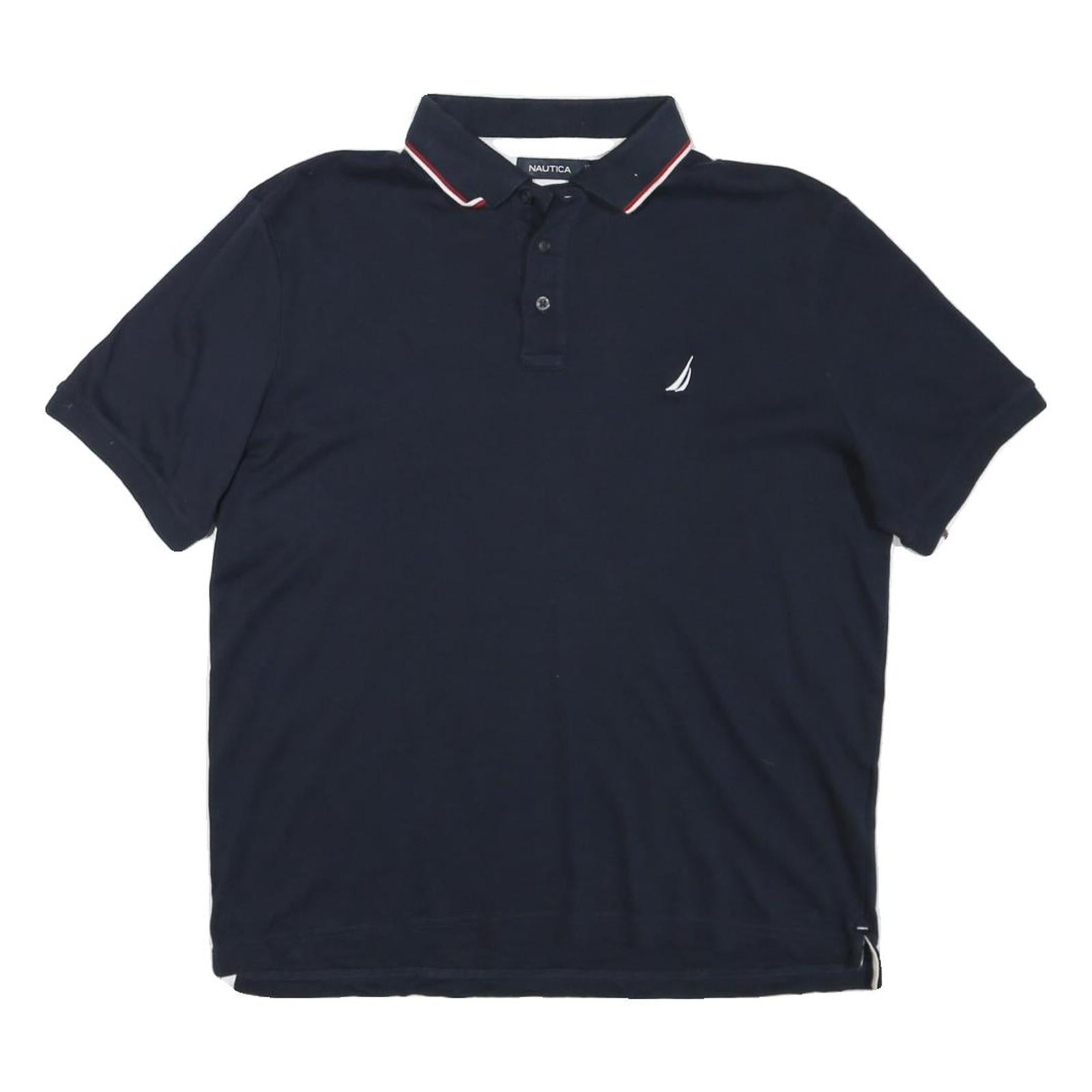 NAUTICA Mens Navy Blue Cotton Blend Short Sleeve Polo Shirt M Classic Logo