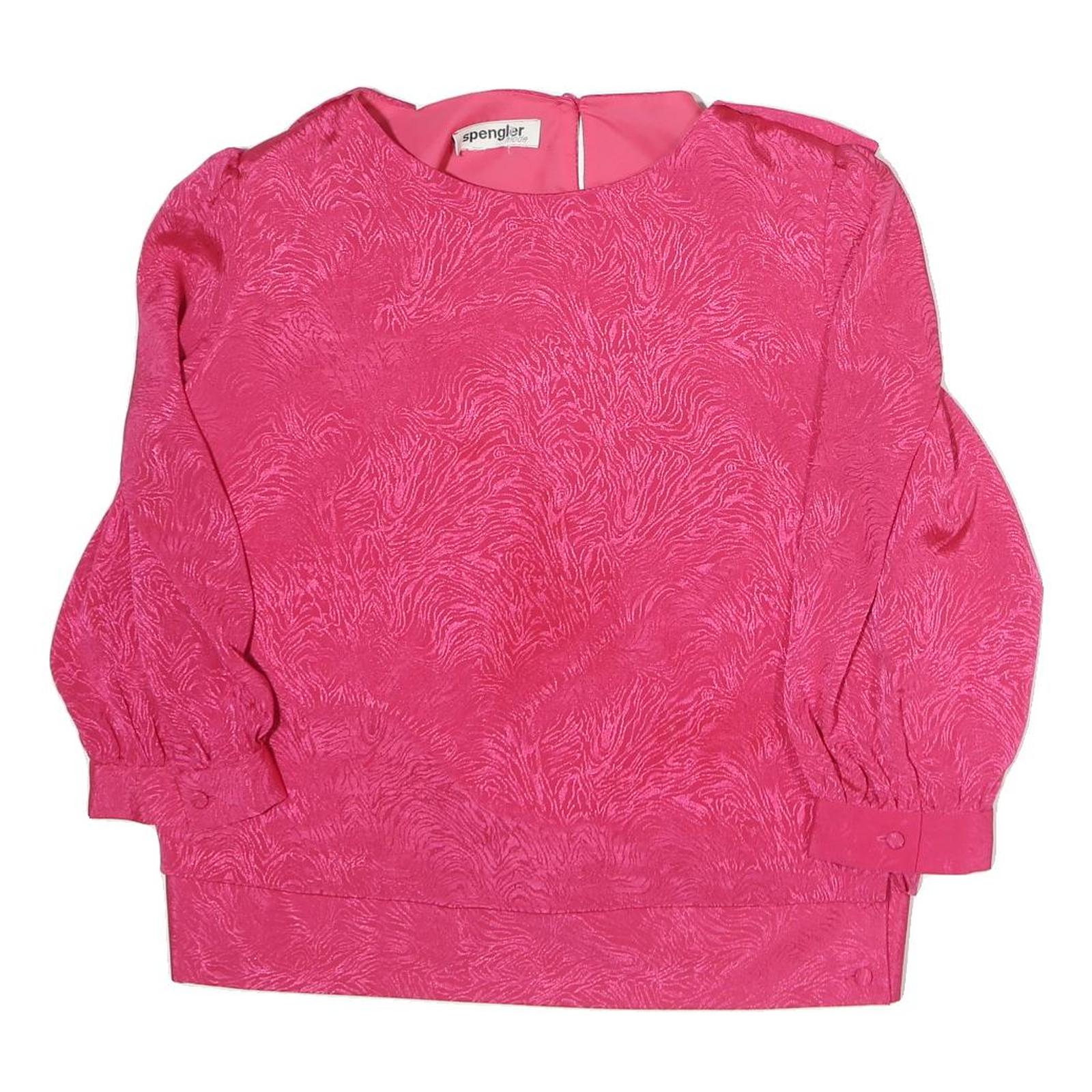 SPENGLER Womens Pink Printed Top Long Sleeve Round Neck L Stylish Elegant