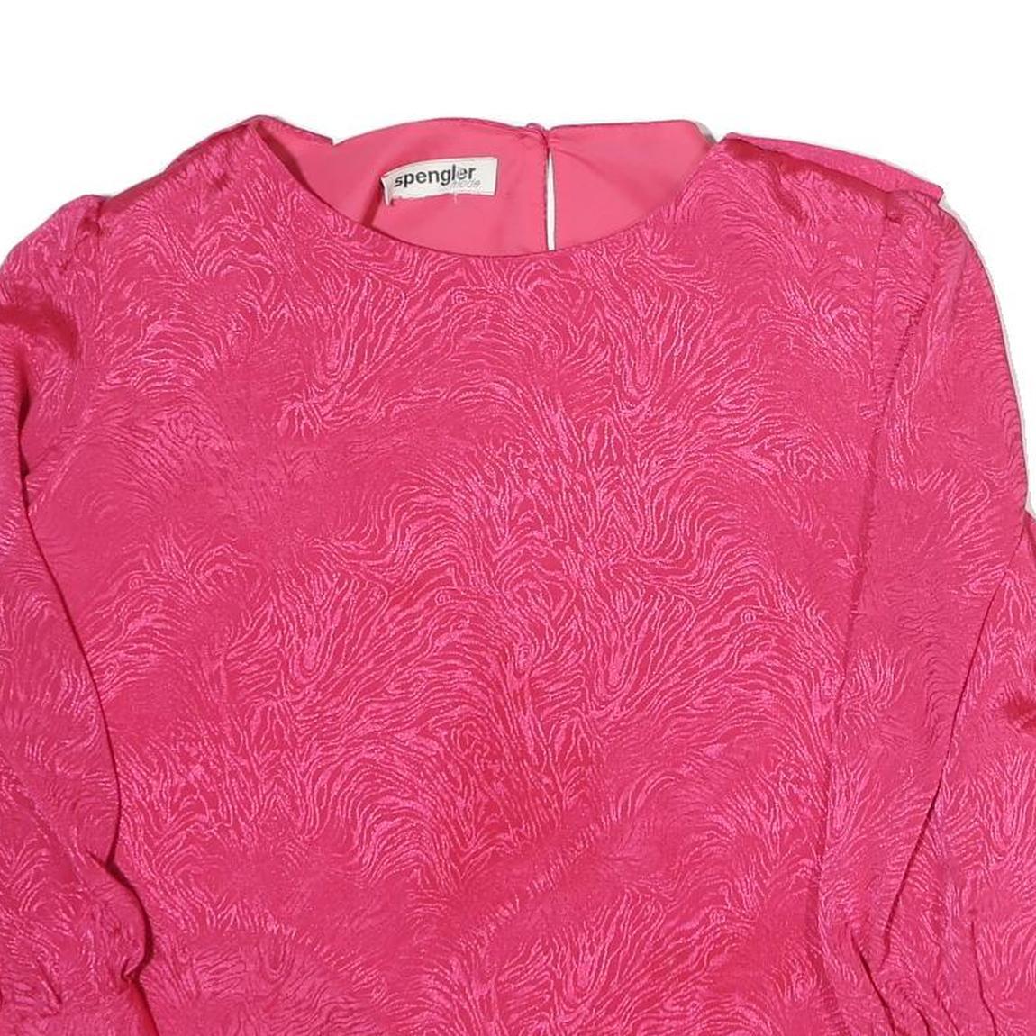 SPENGLER Womens Pink Printed Top Long Sleeve Round Neck L Stylish Elegant