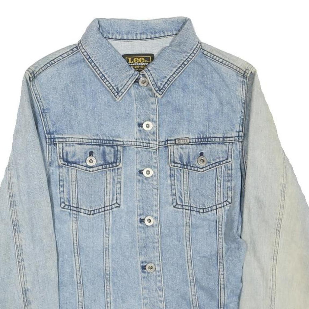 LEE Womens Blue Denim Jacket S Cotton Blend Button Classic Fit Casual
